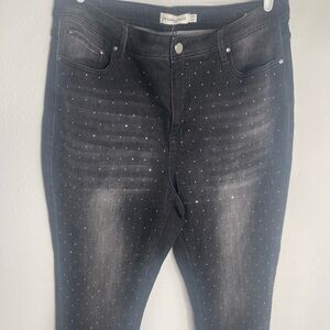 Rebecca Minkoff Jeans Women 16W Rhinestone Embellished Straight Stretch Faded